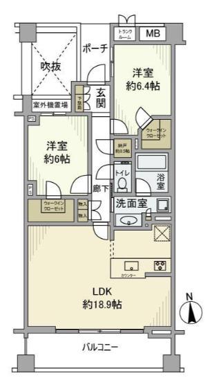プラウド蘆花公園(2LDK/2階)の間取り写真