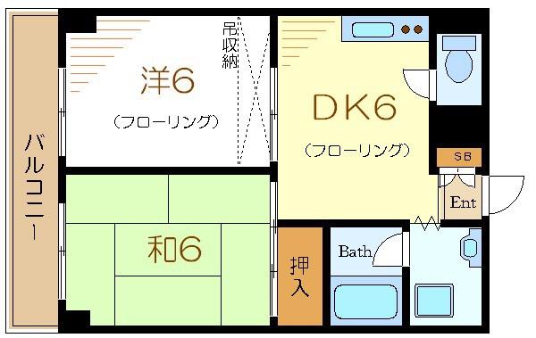 エクセル西一之江(2DK/4階)の間取り写真