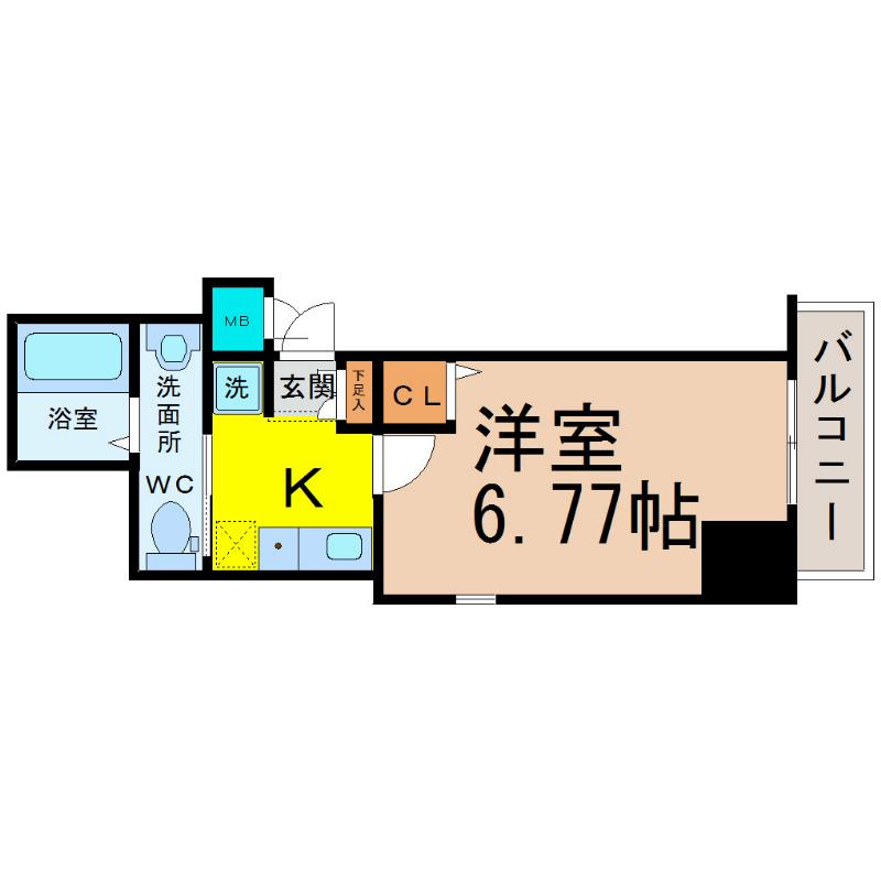アルテミス平和(1K/8階)の間取り写真