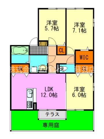 クリスタル フローラ(3LDK/1階)の間取り写真