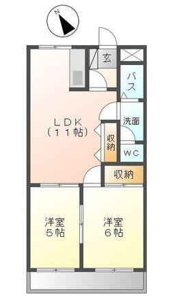 コンフォース亀山II(2LDK/3階)の間取り写真