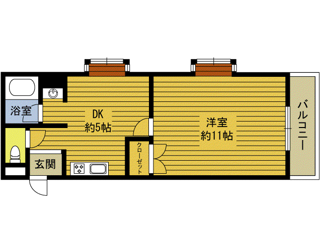 ベル三川(1DK/2階)の間取り写真
