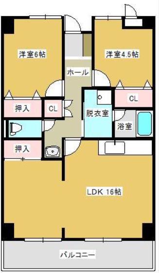 ルネ・コート太田(2LDK/3階)の間取り写真