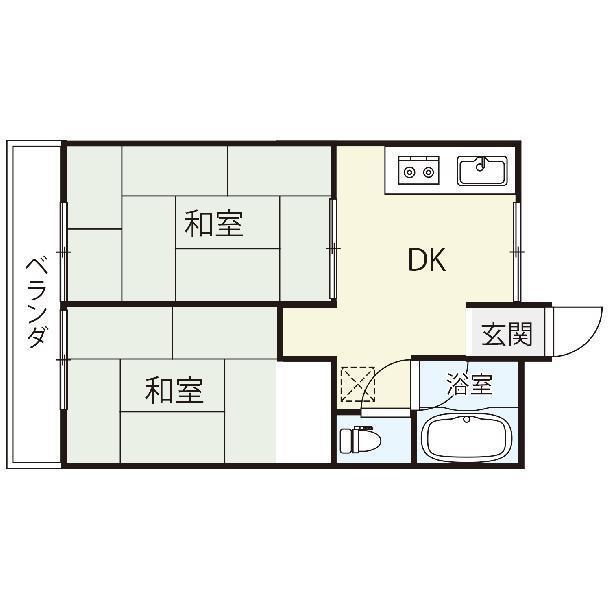 ポルテ東吉津(2DK/2階)の間取り写真