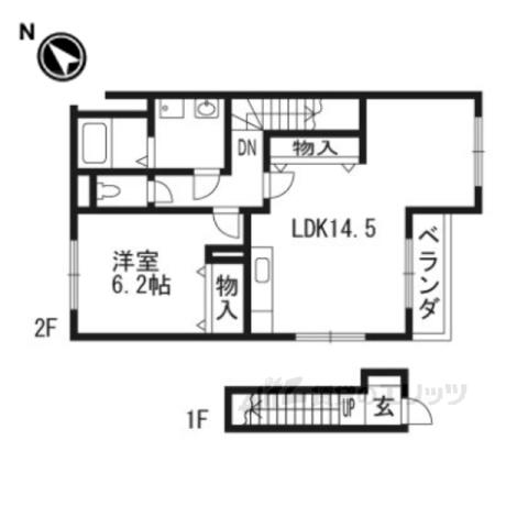 コンフォール菟道(1LDK/2階)の間取り写真