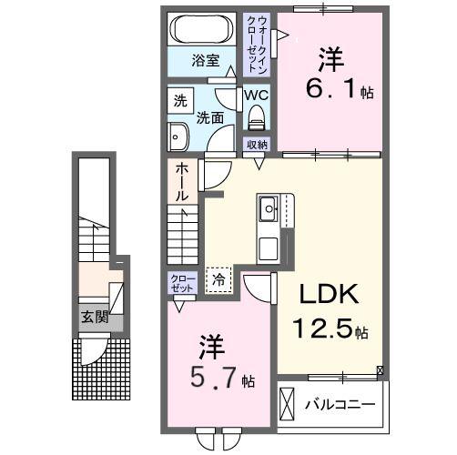 ベルウッド八街III(2LDK/2階)の間取り写真