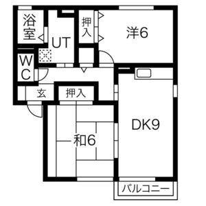 サニーヒルズN B棟(2DK/1階)の間取り写真