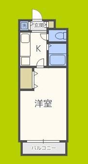 アロース我孫子東(1K/1階)の間取り写真