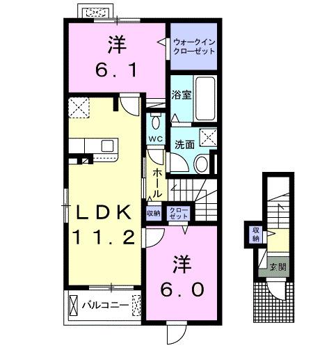 グラン・コリーヌ(2LDK/2階)の間取り写真