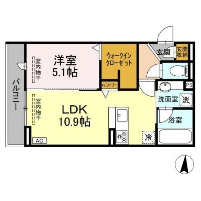 D CREST 若松町(1LDK/3階)の間取り写真