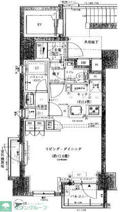 オープンレジデンシア日暮里EST(ワンルーム/12階)の間取り写真