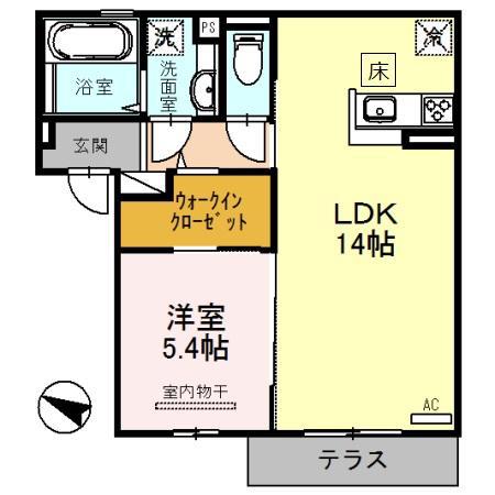 ソフィアコート鳥飼A棟(1LDK/1階)の間取り写真