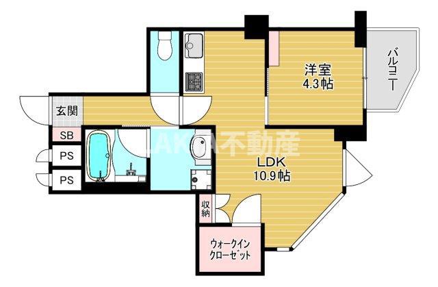 ライオンズマンション天王寺(1LDK/12階)の間取り写真
