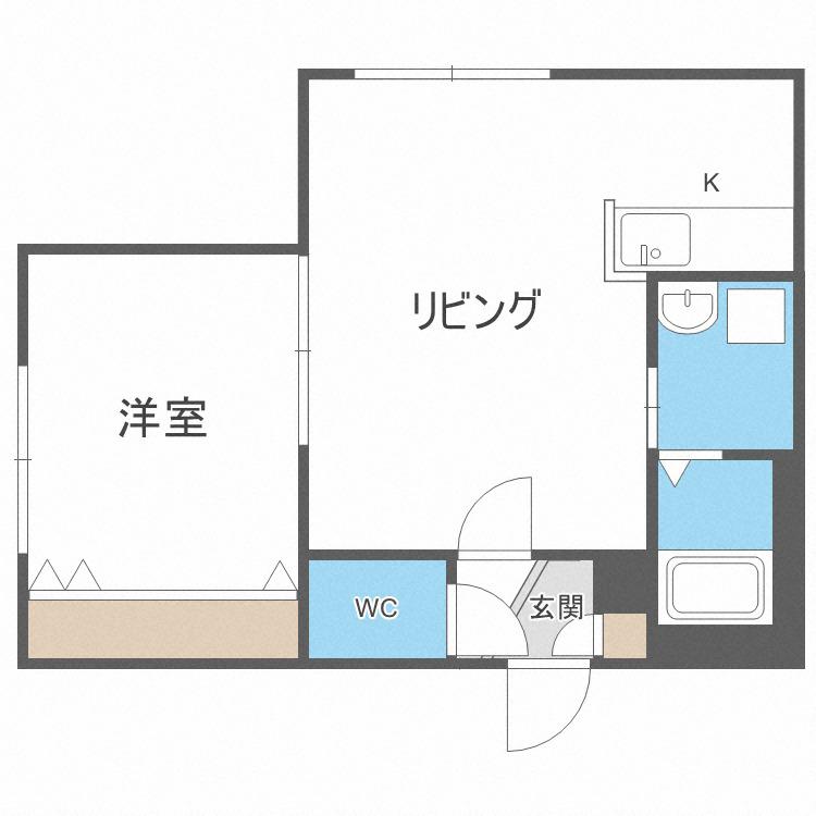 レジナス澄川(1LDK/1階)の間取り写真