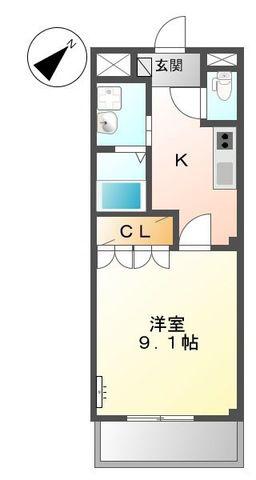 コンフォース旭(1K/2階)の間取り写真