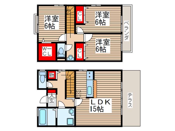 リビングタウン南花島 A(3LDK/1階)の間取り写真