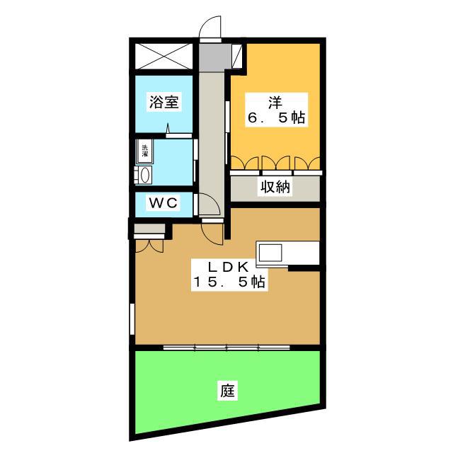 シャローム(1LDK/1階)の間取り写真