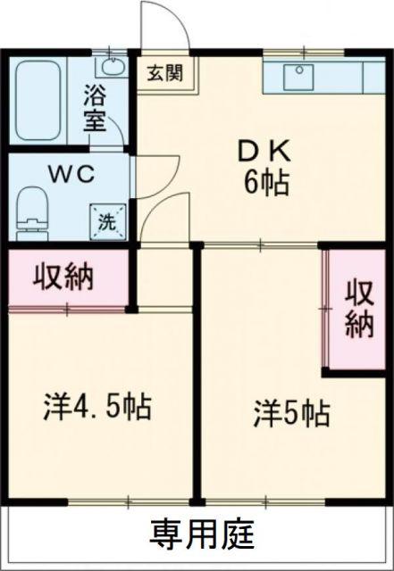 ハイツ風花(2DK/1階)の間取り写真
