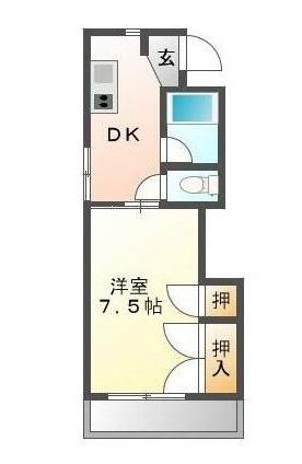 メビウス南昭和(1DK/1階)の間取り写真