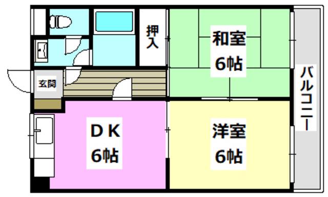 エリータ鳥飼(2DK/5階)の間取り写真