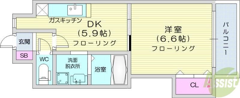 アネシス泉中央(1DK/5階)の間取り写真