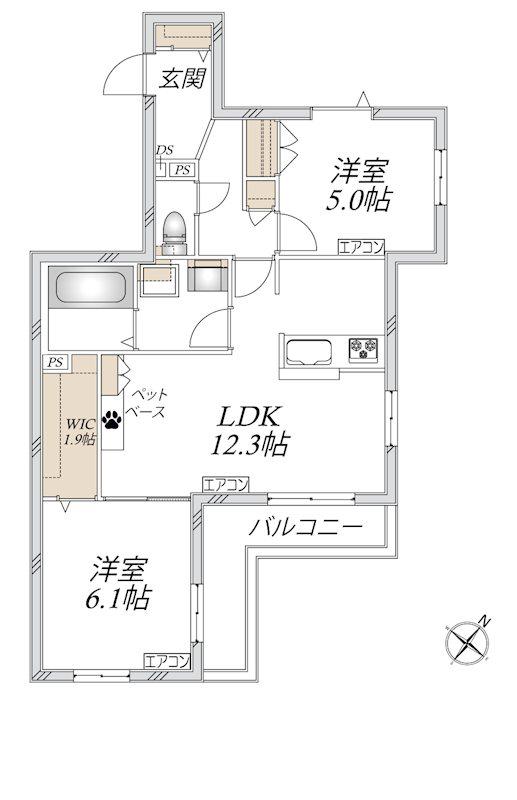 レザンテラス(2LDK/3階)の間取り写真