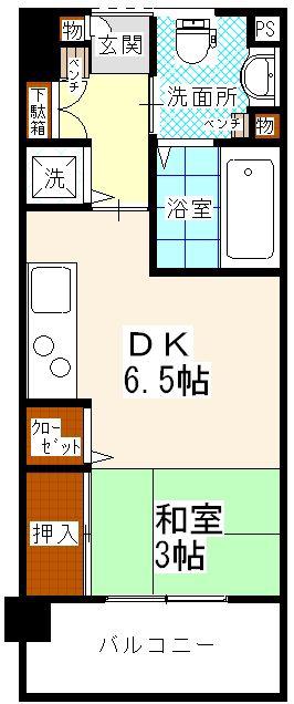 エスタシオン高砂(1DK/3階)の間取り写真