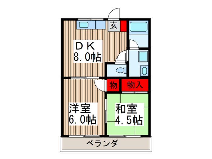 エステートドミール(2DK/3階)の間取り写真