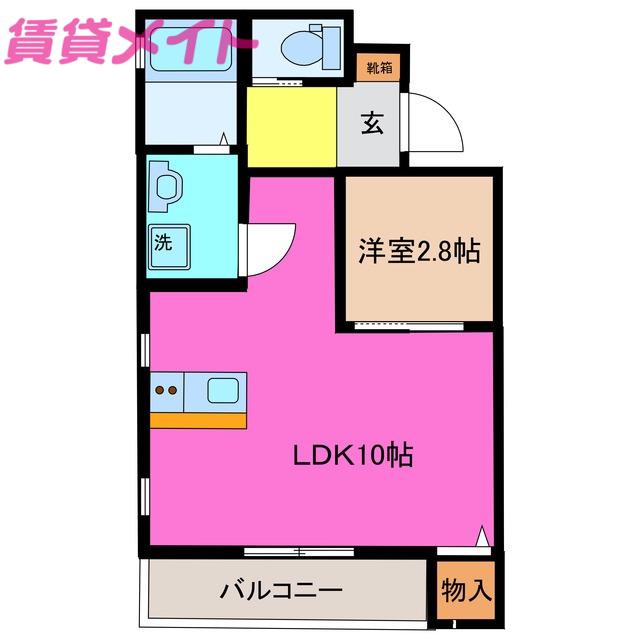AZUR東富田(1LDK/3階)の間取り写真