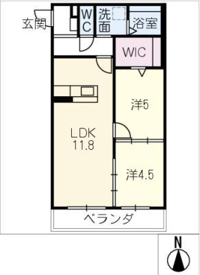 IVY イースト 新池(2LDK/1階)の間取り写真