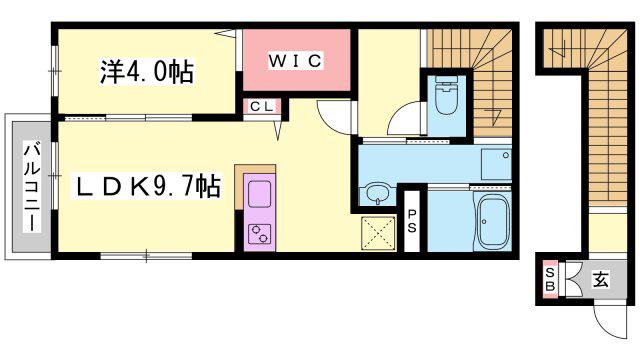 レガーロ天神町(1LDK/2階)の間取り写真