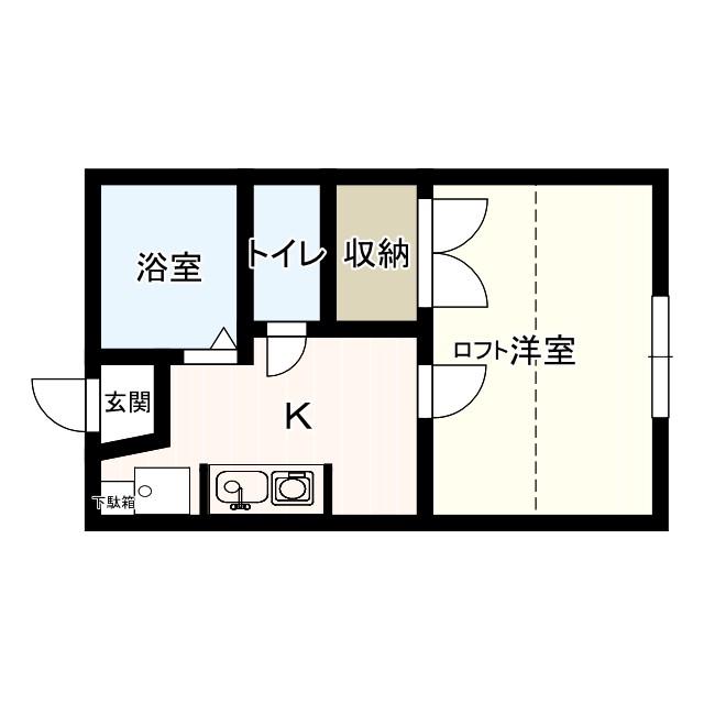 アパルトマン庄内幸町(1K/1階)の間取り写真