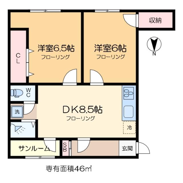 第2ソエダビル(2DK/3階)の間取り写真