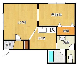 パリエT&T(1LDK/2階)の間取り写真