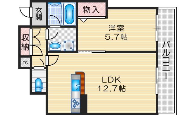 ヒノパティオ(1LDK/1階)の間取り写真