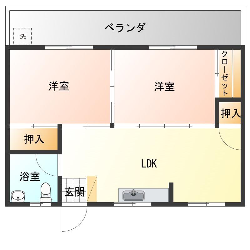 コーポ伊祖(2LDK/4階)の間取り写真