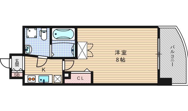 AFFLUENCE難波(1K/4階)の間取り写真