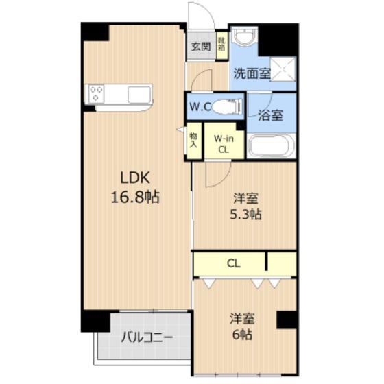GLC新大江(2LDK/5階)の間取り写真