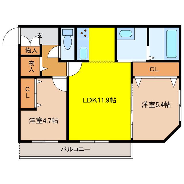 WELL BRIGHT東雲 RESIDENCE(2LDK/2階)の間取り写真