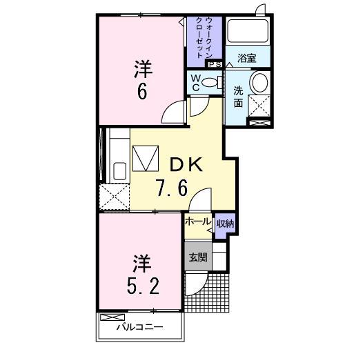 サンリバーD(2DK/1階)の間取り写真