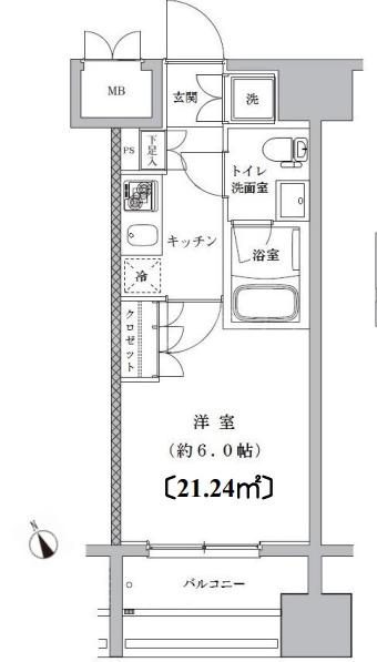 RISING PLACE 川崎(1K/12階)の間取り写真