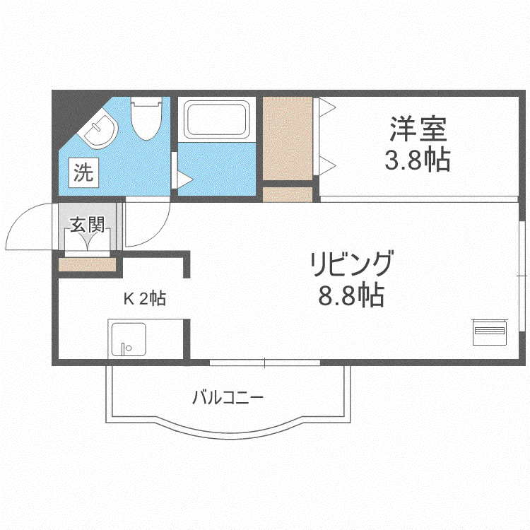 グランメール弘道舘第2(1K/4階)の間取り写真