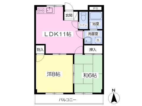 コーポ高幸(2LDK/2階)の間取り写真