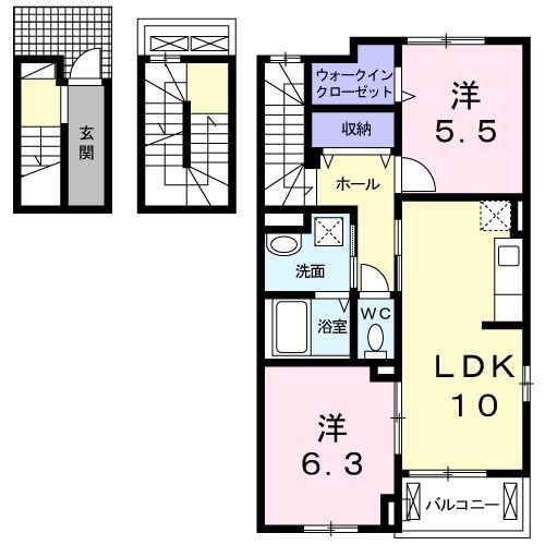 シュティルメゾン(2LDK/3階)の間取り写真