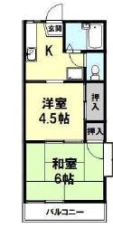 メゾン池上I 角(2K/2階)の間取り写真