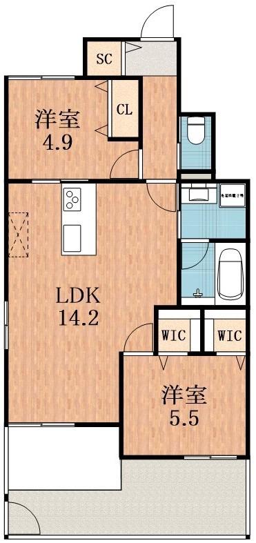 プライム出戸(2LDK/1階)の間取り写真