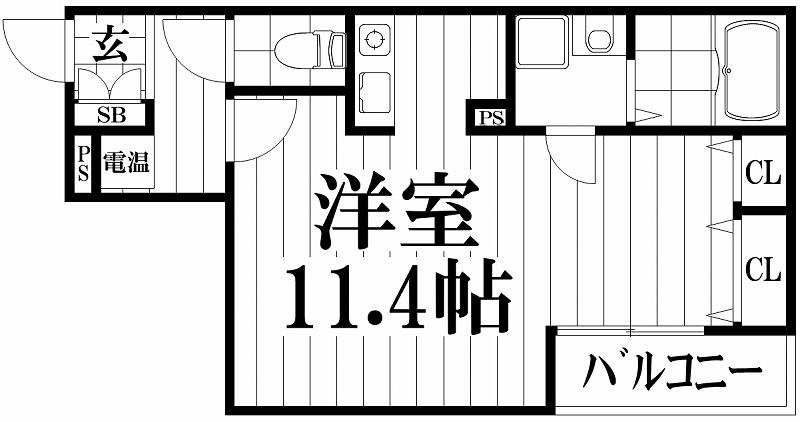 D.CREART 鴻池新田 WERK(1K/1階)の間取り写真