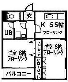 グリンピア亀戸(2K/3階)の間取り写真