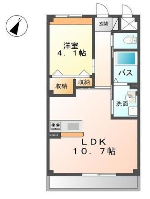 ルミナスパークサイド(1LDK/3階)の間取り写真