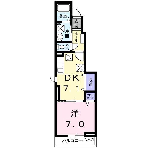 アルドール郡山(1DK/1階)の間取り写真